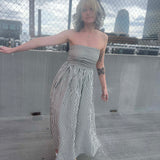 Striped Tube Strapless Maxi Dress