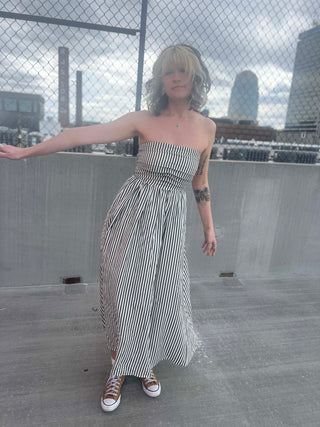 Striped Tube Strapless Maxi Dress