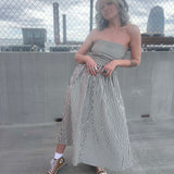 Striped Tube Strapless Maxi Dress
