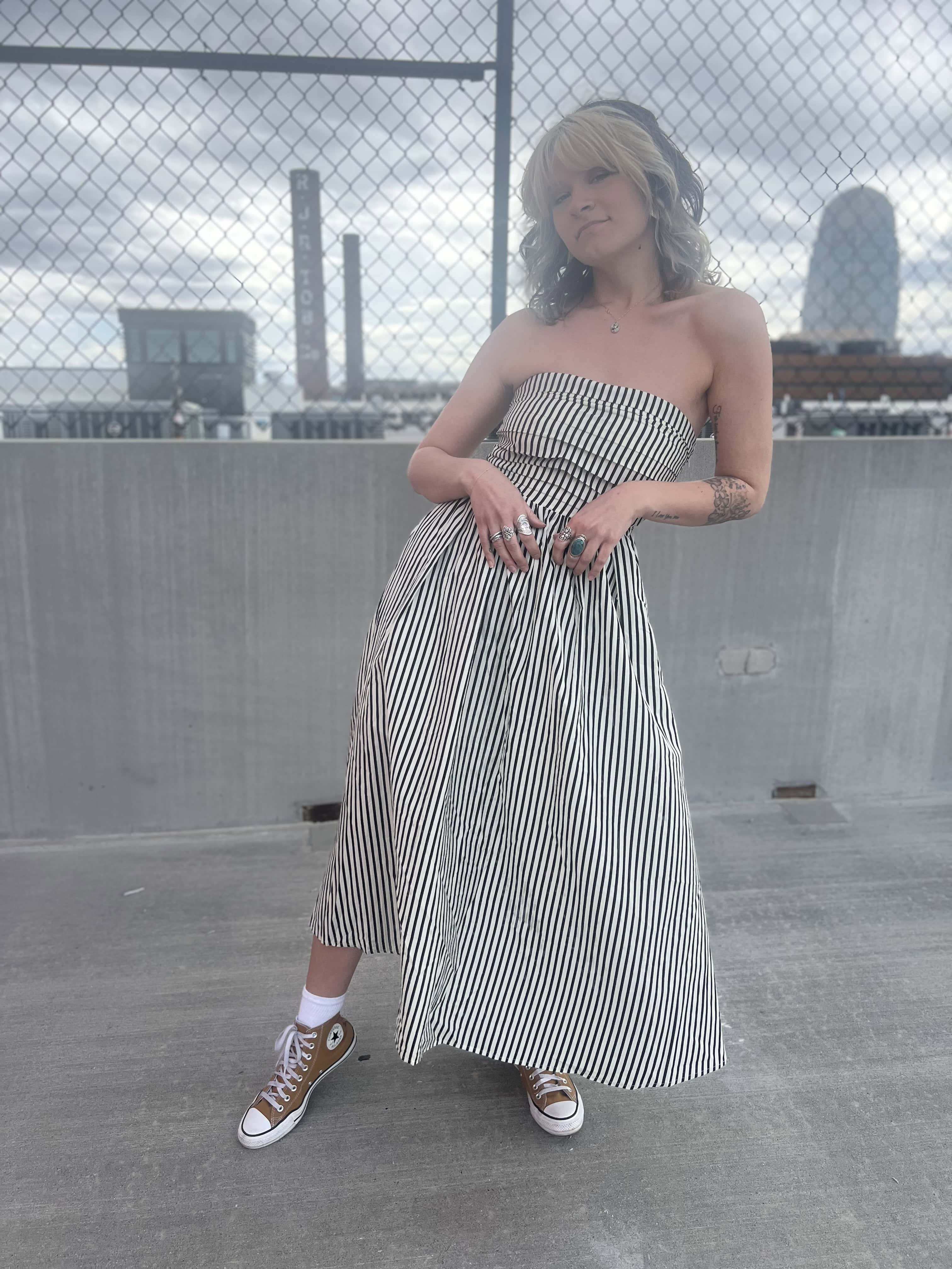 Striped Tube Strapless Maxi Dress