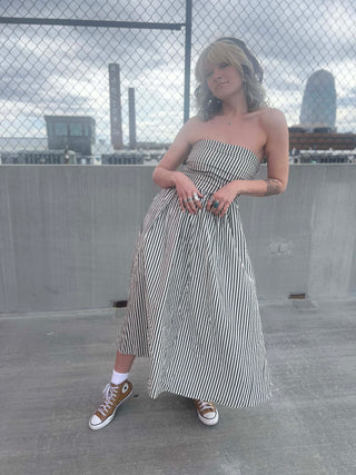 Striped Tube Strapless Maxi Dress