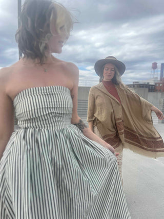 Striped Tube Strapless Maxi Dress