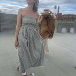 Striped Tube Strapless Maxi Dress