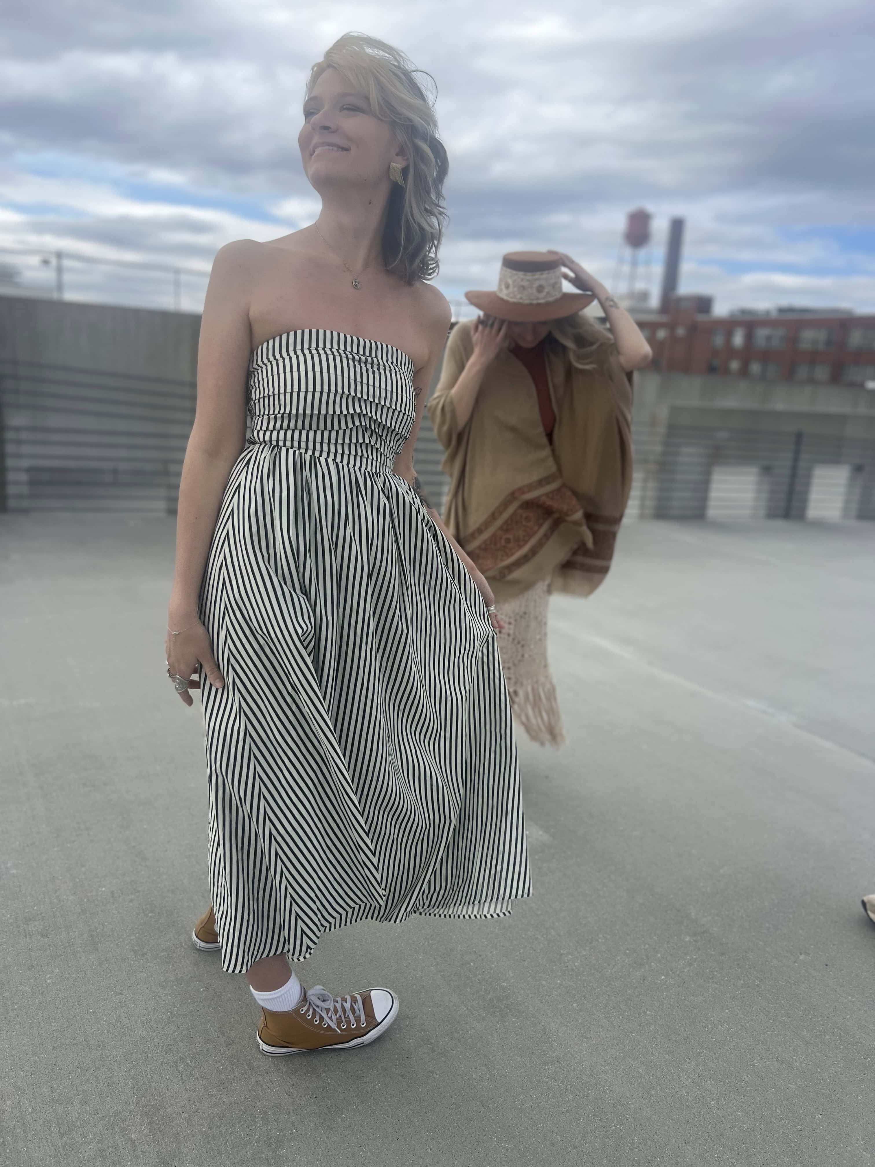 Striped Tube Strapless Maxi Dress