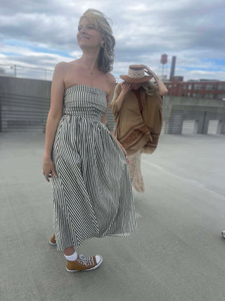 Striped Tube Strapless Maxi Dress