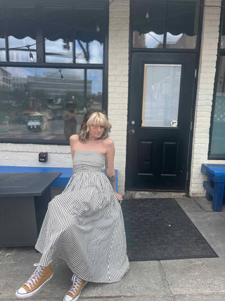 Striped Tube Strapless Maxi Dress