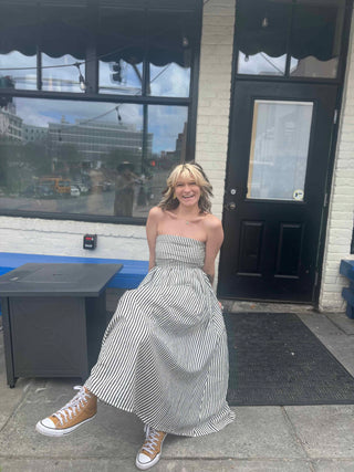 Striped Tube Strapless Maxi Dress