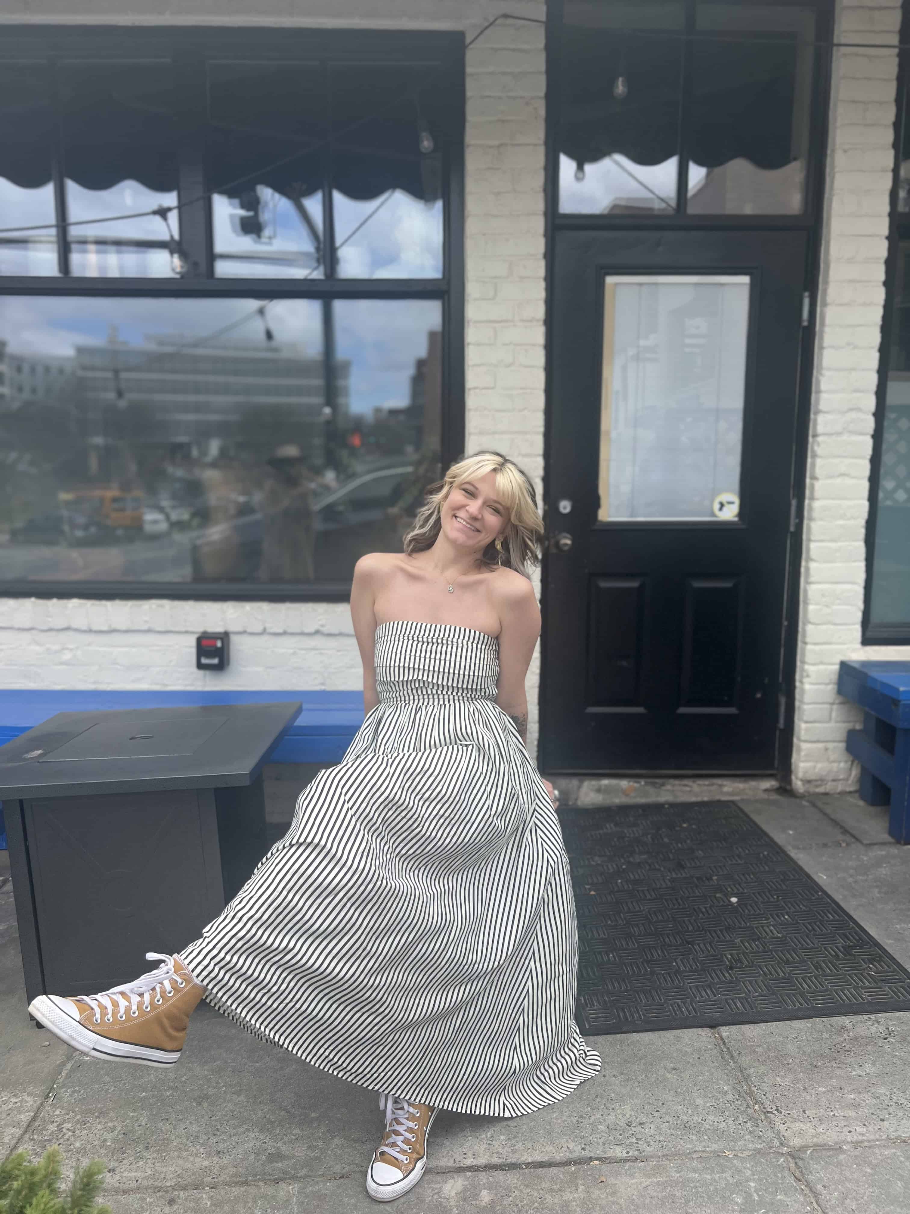 Striped Tube Strapless Maxi Dress
