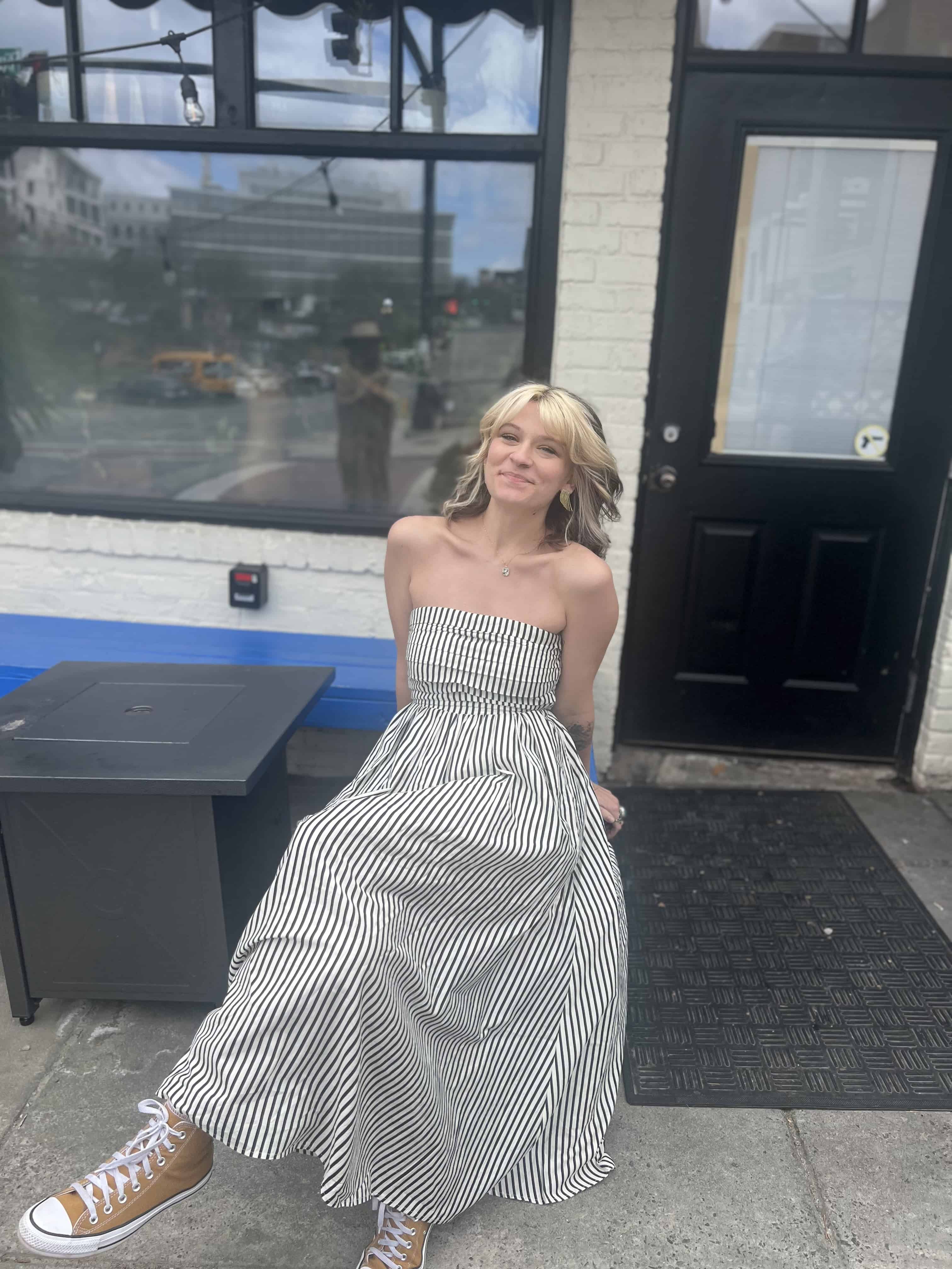 Striped Tube Strapless Maxi Dress