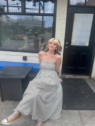 Striped Tube Strapless Maxi Dress