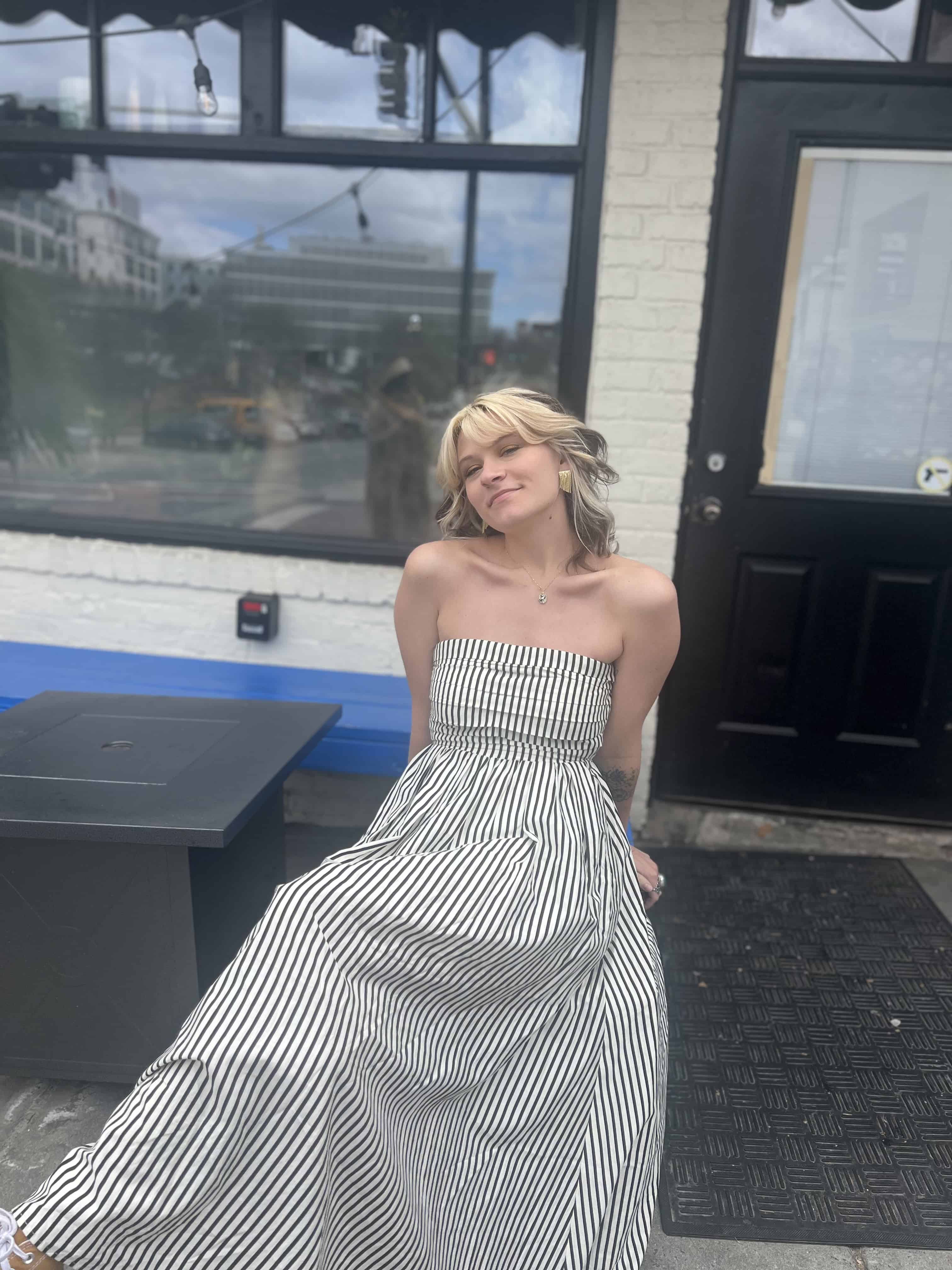 Striped Tube Strapless Maxi Dress