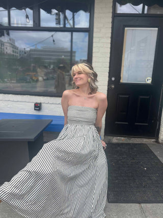 Striped Tube Strapless Maxi Dress