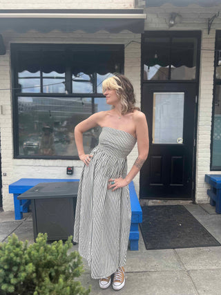 Striped Tube Strapless Maxi Dress