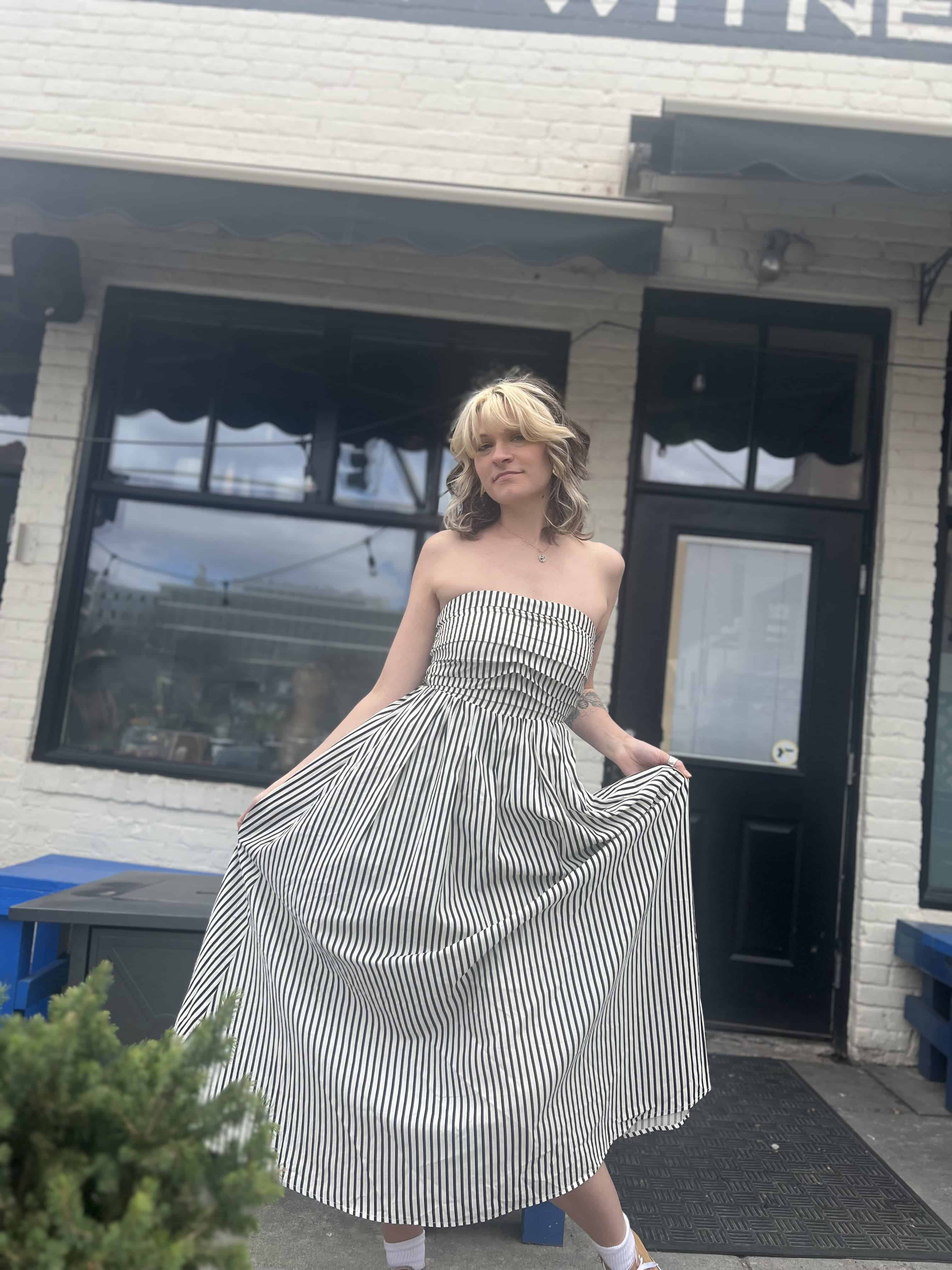 Striped Tube Strapless Maxi Dress