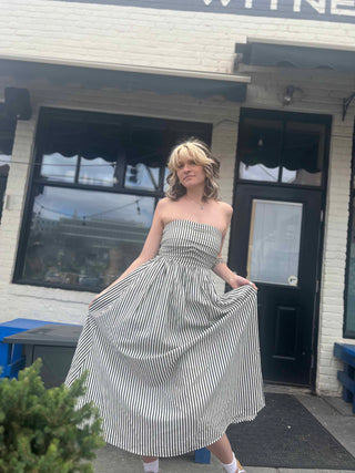 Striped Tube Strapless Maxi Dress