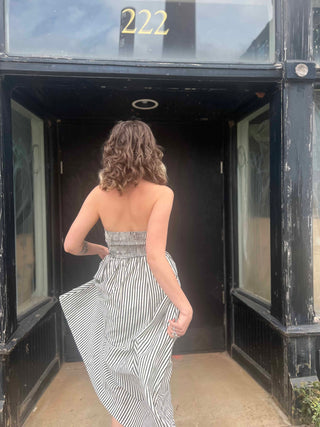 Striped Tube Strapless Maxi Dress