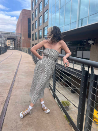 Striped Tube Strapless Maxi Dress