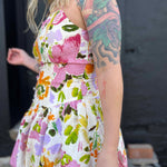 Floral Print Bubble Skirt Mini Dress