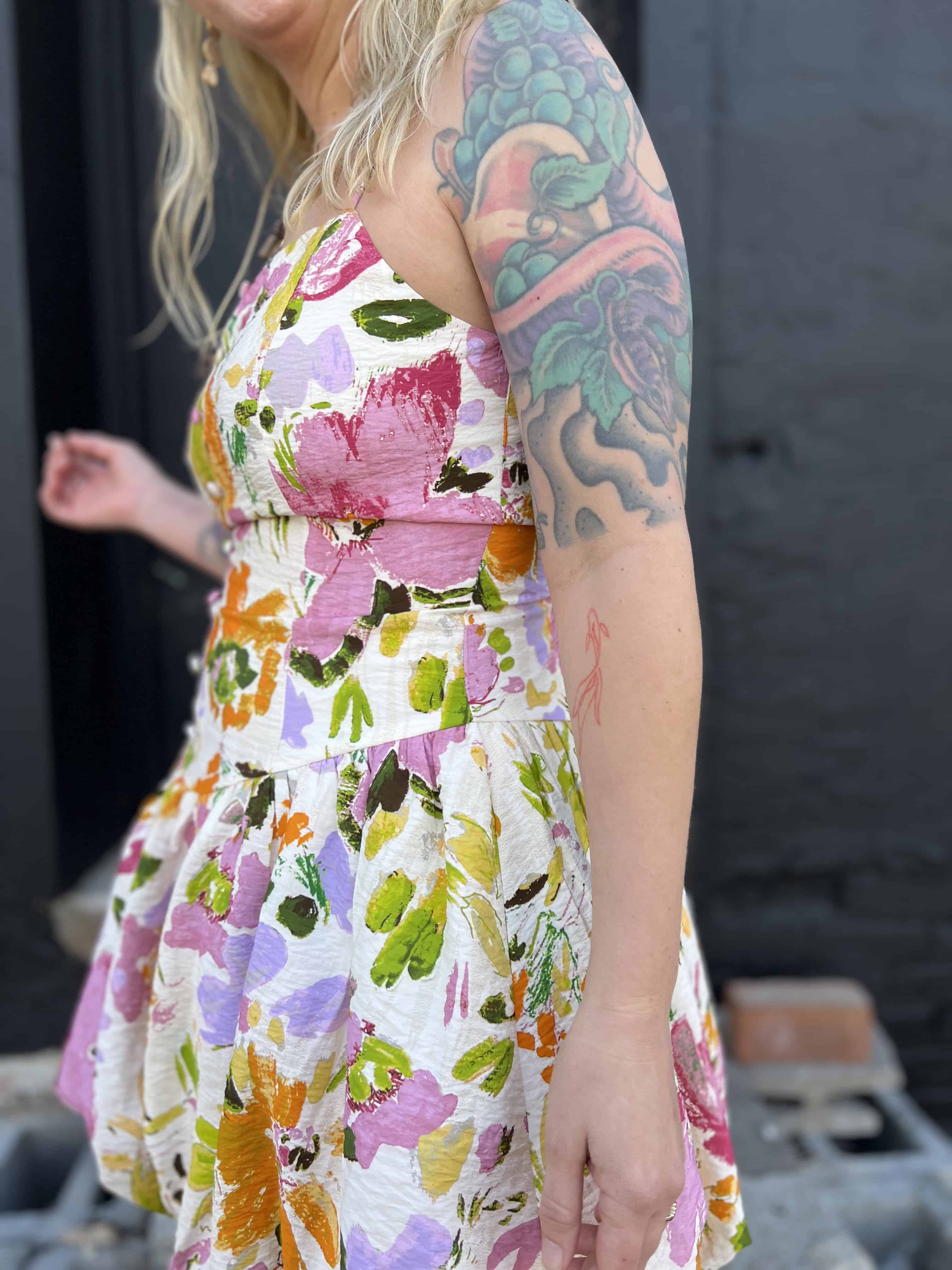 Floral Print Bubble Skirt Mini Dress