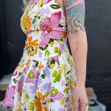 Floral Print Bubble Skirt Mini Dress