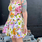 Floral Print Bubble Skirt Mini Dress