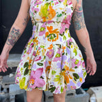 Floral Print Bubble Skirt Mini Dress