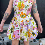 Floral Print Bubble Skirt Mini Dress