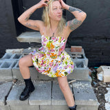 Floral Print Bubble Skirt Mini Dress