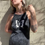 Vintage Wash Butterfly Graphic Tank Maxi Dress