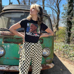 Smile Pattern Checkered Barrel Pants