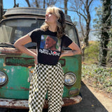 Smile Pattern Checkered Barrel Pants