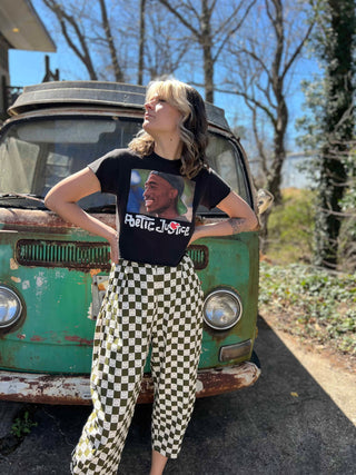 Smile Pattern Checkered Barrel Pants
