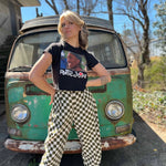 Smile Pattern Checkered Barrel Pants