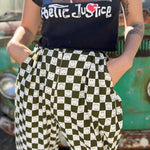 Smile Pattern Checkered Barrel Pants