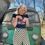 Smile Pattern Checkered Barrel Pants