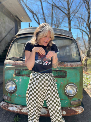 Smile Pattern Checkered Barrel Pants