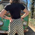 Smile Pattern Checkered Barrel Pants