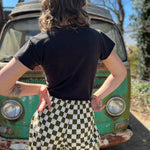 Smile Pattern Checkered Barrel Pants