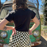 Smile Pattern Checkered Barrel Pants