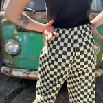 Smile Pattern Checkered Barrel Pants