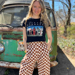 Smile Pattern Checkered Barrel Pants