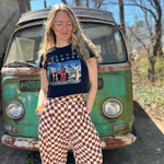 Smile Pattern Checkered Barrel Pants