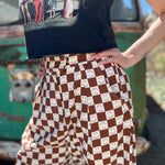 Smile Pattern Checkered Barrel Pants