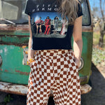 Smile Pattern Checkered Barrel Pants