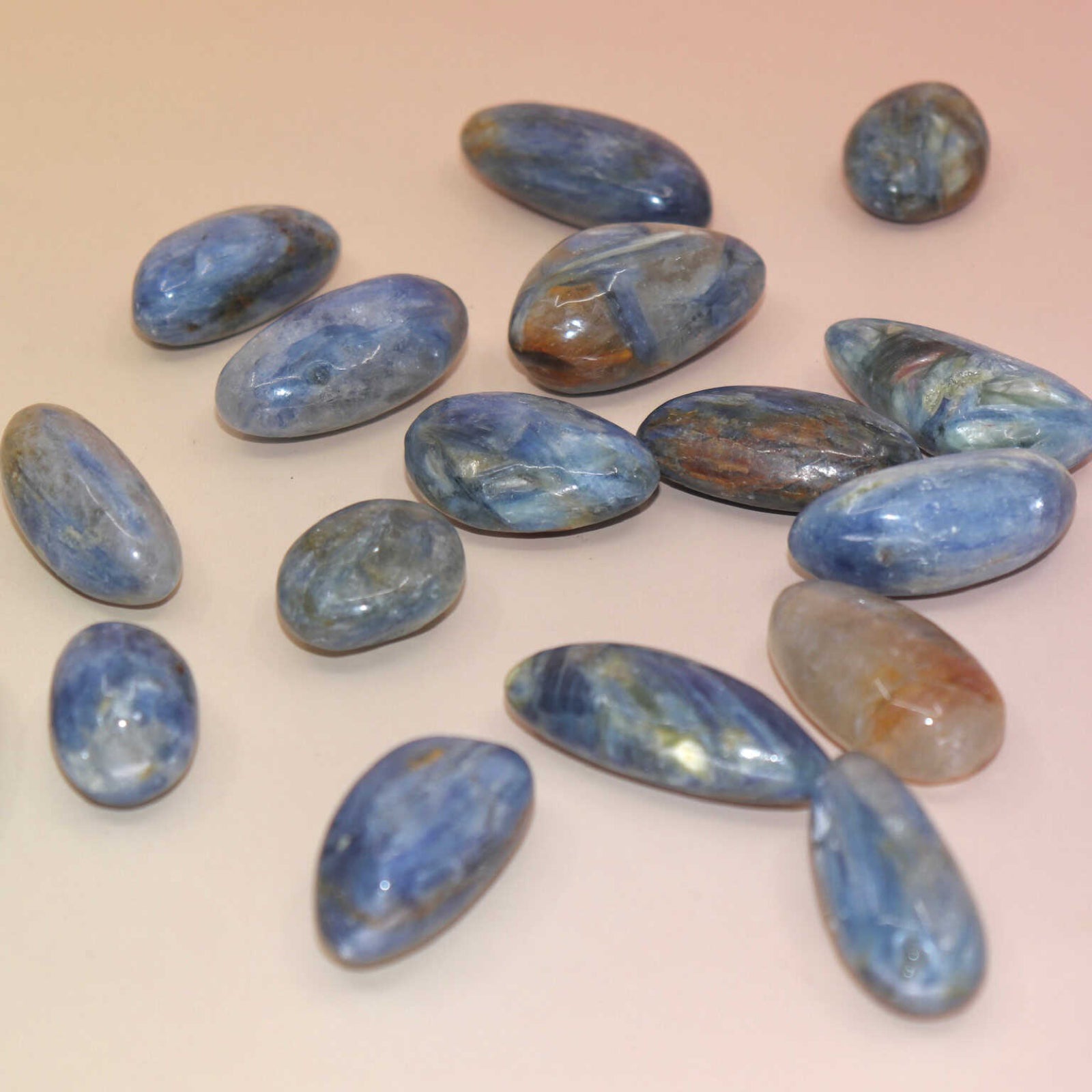 Polished Blue Kyanite stones with natural color variation