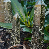 3 pyrite towers in mulch