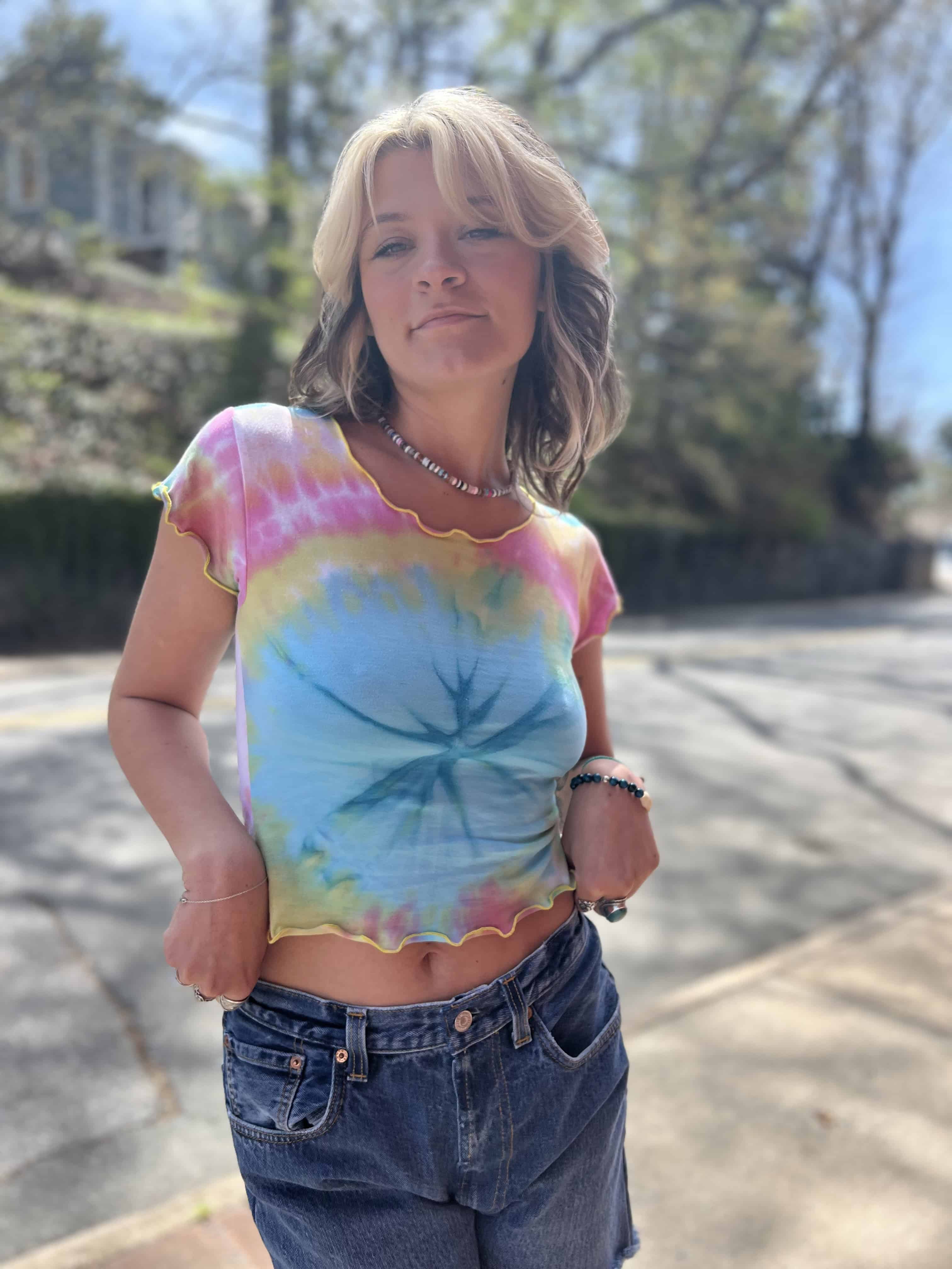 Tie Dye Baby Tee – Upcycled Vintage Graphic Tee