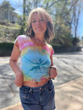 Tie Dye Baby Tee – Upcycled Vintage Graphic Tee