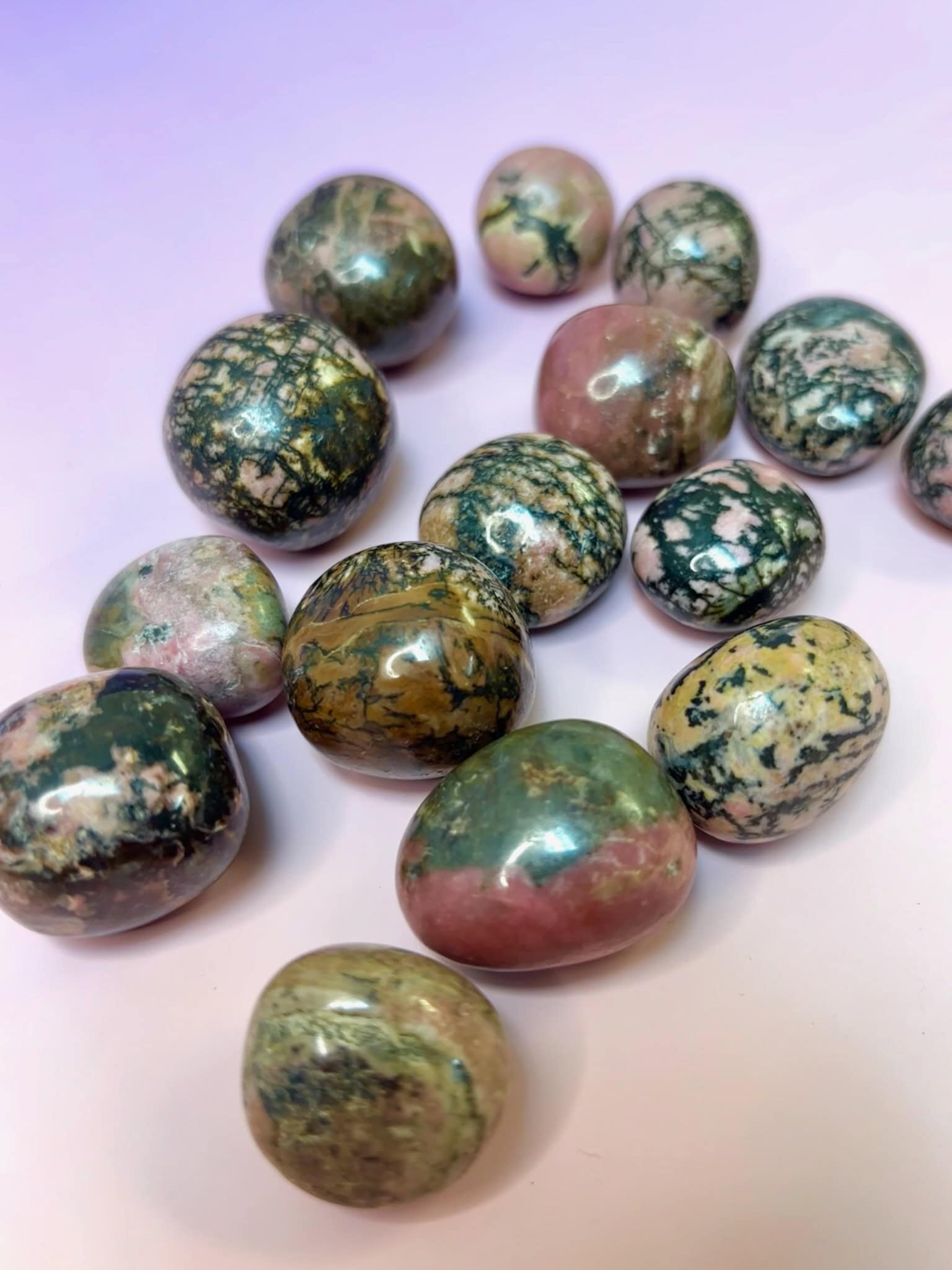 Natural Rhodonite Crystal Tumbles