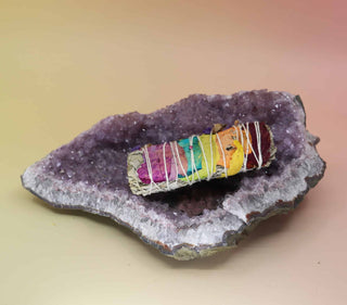 7 Chakras Floral White Sage Smudge Stick (4 & 6in.)